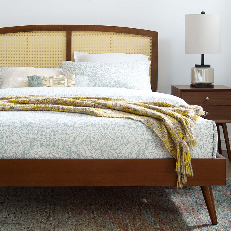 Modway - Sierra Cane and Wood King Platform Bed with Splayed Legs image number 1