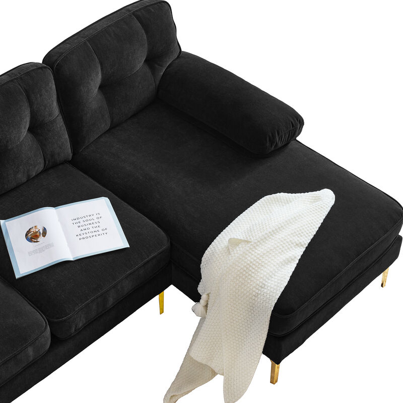 Whisen 82.6" Modern Sectional Sofas Couches Velvet L-Shaped Couches