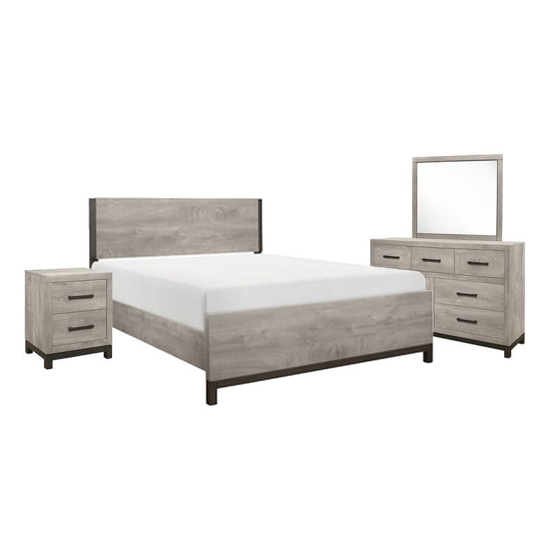 Zephyr 4 Pc Queen Size Bedroom Set, Light Gray, Brown, Modern Style image number 0