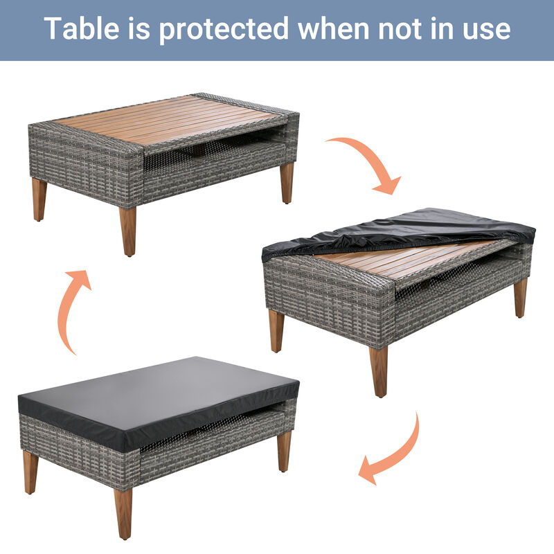 Whisen 6-Pieces All Weather PE Wicker Sofa Set, Outdoor Rattan sofa With Double Cushions