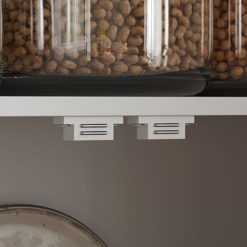 FUFU&GAGA Modern Glass-Door TV Cabinet with Vintage Metal Handles, Tempered Glass Display, and Solid Wood Feet, Water-Based Paint Finish, (125.2 in. W x 15.7 in. D x 76 in. H), White