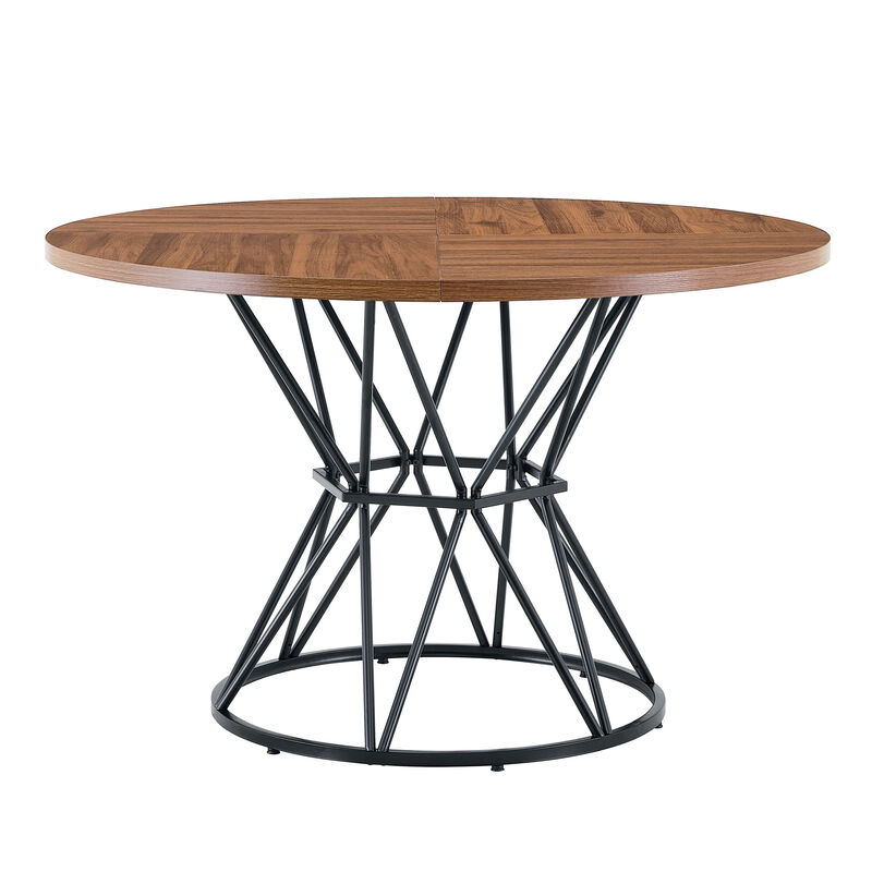 Whisen 47.3" Round Dining Table, MDF Metal for Home Kitchen Restaurant image number 0
