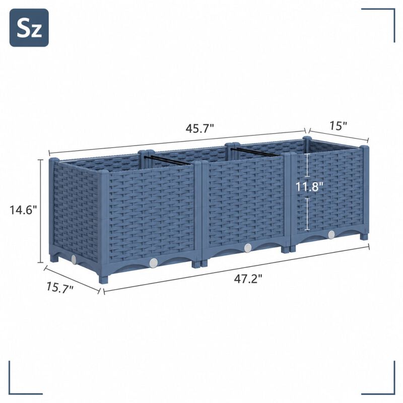 WOW PIONEER Outdoor Raised Garden Bed Plastic Planter Box with Drainage Holes for Vegetables Herbs Indoor Outdoor Gardening Use image number 1
