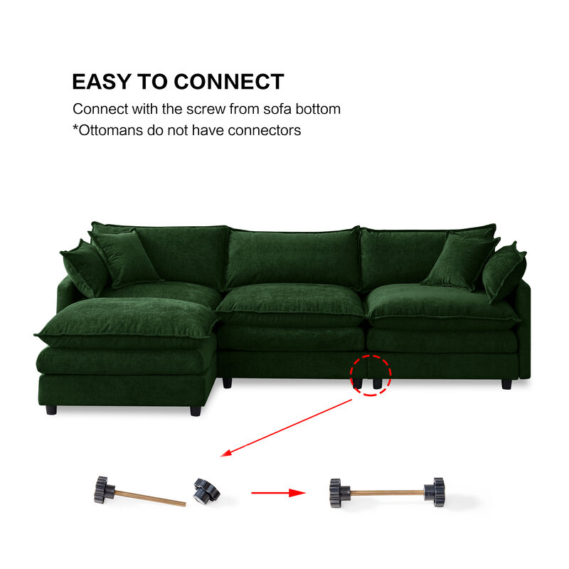 Jegfli Chenille Modular L-Shaped Sectional Sofa image number 4