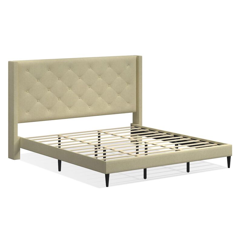 Rize Home Carrington King Platform Bed Beige image number 3