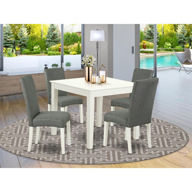East West Furniture Dining Room Set Linen White