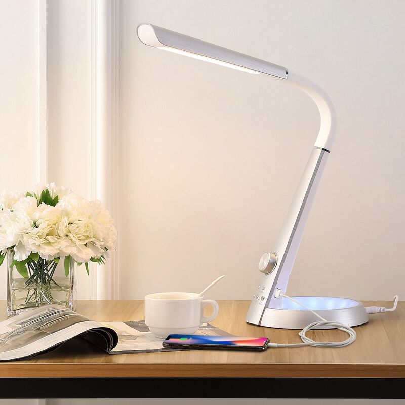 Milton Aluminum Contemporary Minimalist Adjustable Head Dimmable USB Charging LED Task Lamp