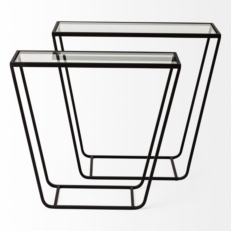 HomeRoots 10" Clear Glass and Metal Frame Console Table image number 0
