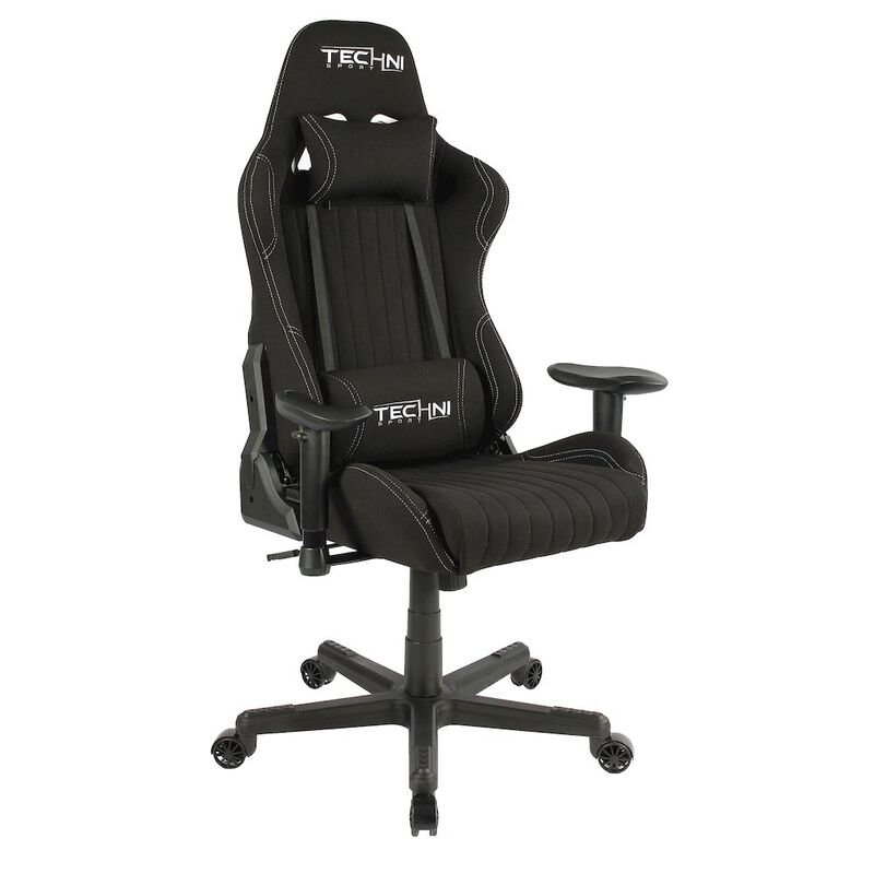 Techni Sport Fabric Ergonomic High Back Racer Style PC Gaming Chair, Black