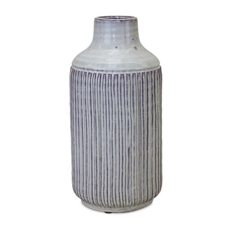 Ribbed Terracotta Cylinder Table Vase &ndash; Elegant Decorative Vase for Centerpieces and Home Accents