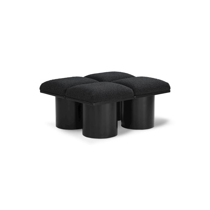 Meridian Furniture Pavilion Black Boucle Fabric Bench