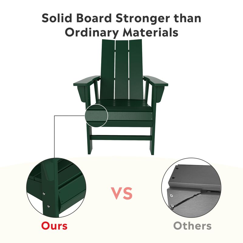 Costaelm Outdoor Adirondack Chair, HDPE Patio Balcony Chairs, Portside Seashell Nautical Curveback Adirondack Chair and Fire Pit