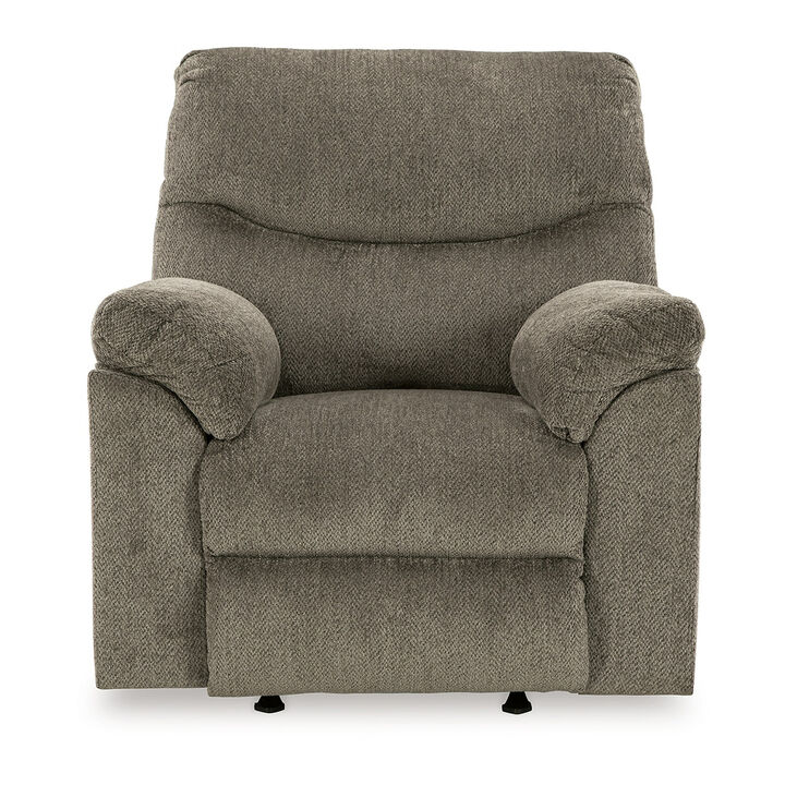 Tul Rocker Recliner Chair, Poly Fiber Foam Fill, Putty Gray Polyester - Benzara