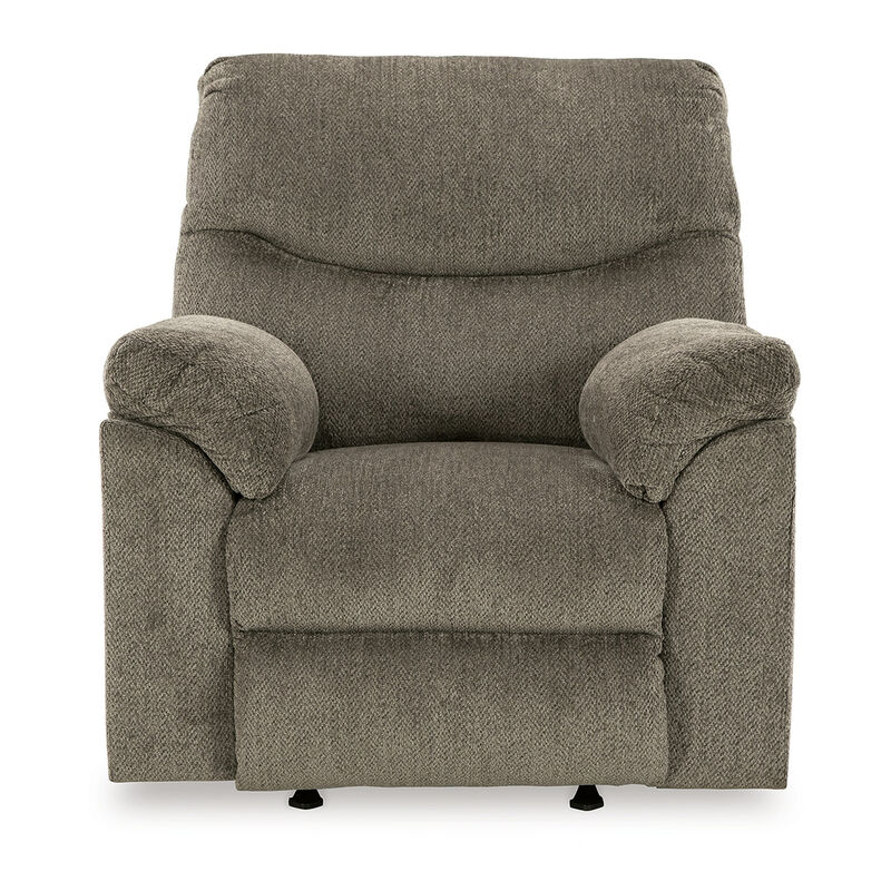 Tul Rocker Recliner Chair, Poly Fiber Foam Fill, Putty Gray Polyester - Benzara