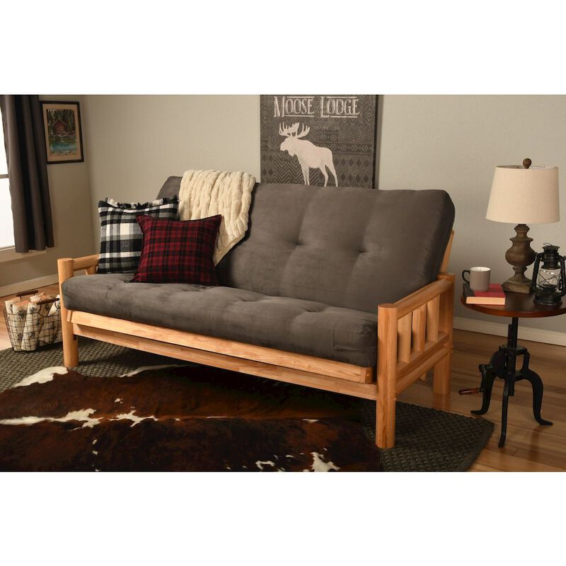 Lodge Frame-Natural Finish-Suede Gray Mattress image number 1