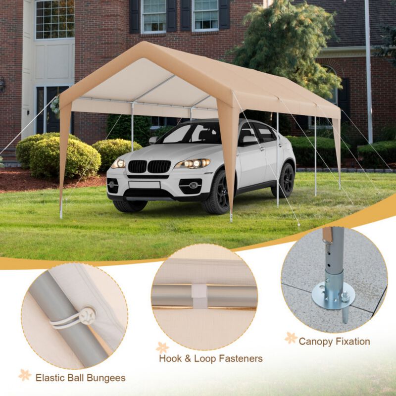 10'x20' Heavy Duty Carport with Steel Frame and Detachable Sidewalls image number 4