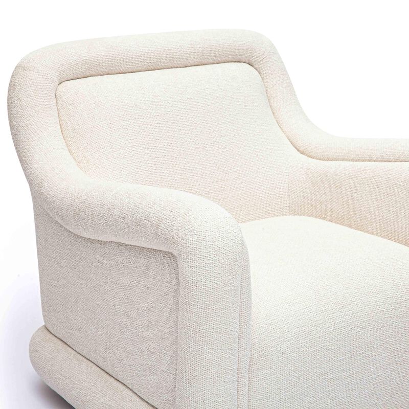 Tov Furniture Charli Cream Basketweave Chenille Swivel Chair image number 4