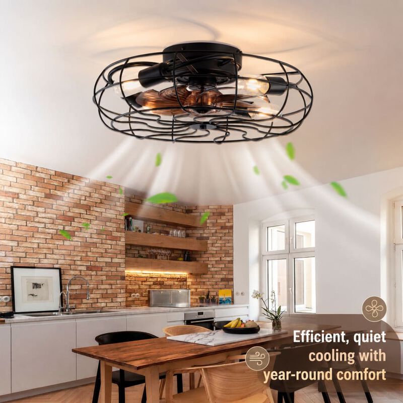 ELEMENT ACE 19 Inch Flush Mount Ceiling Fan with Light, 6 Speed Remote Control, Reversible Quiet DC Motor, Low Profile for Bedroom Low Ceiling Spaces image number 4