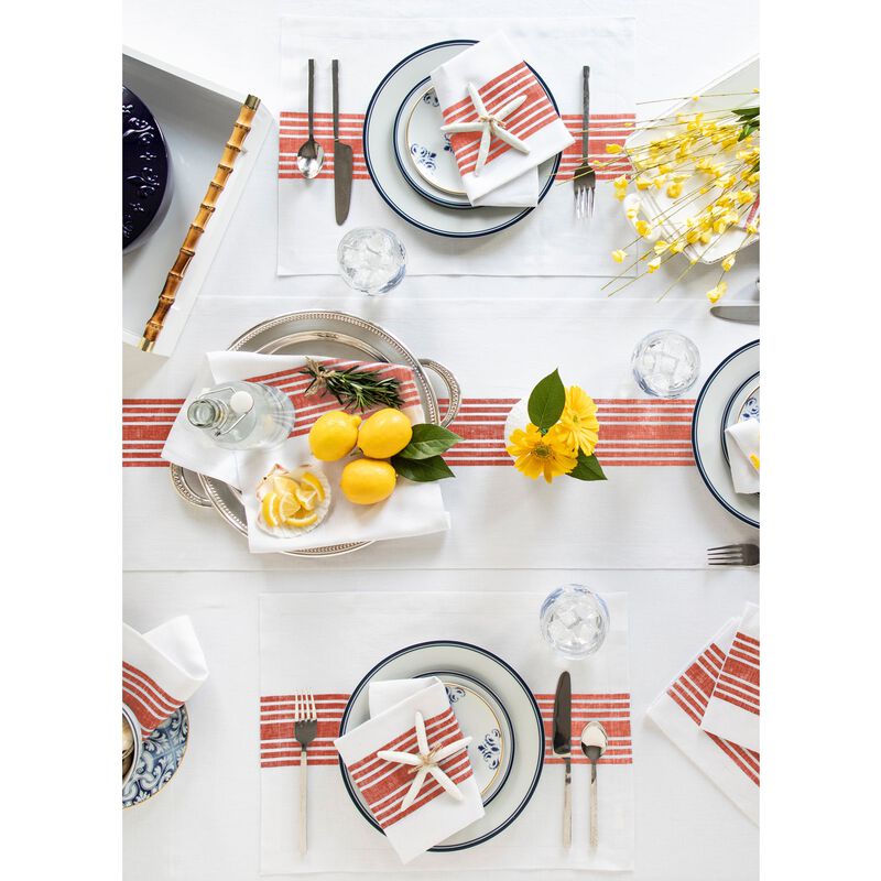 Solino Home Farmhouse 100% Linen Placemats &ndash; Set of 4, 14 x 19 in, Machine Washable, Holiday and Everyday Dining