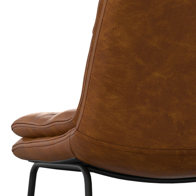 Danika Mid-Century Modern Counter Height stool (Set of 2) in Camel Brown Vegan Faux Leather