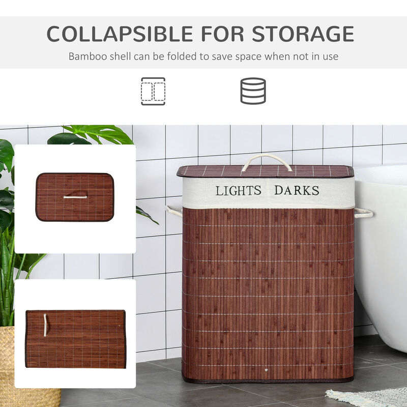 Hivvago Collapsible Bamboo Laundry Basket with Handles image number 4