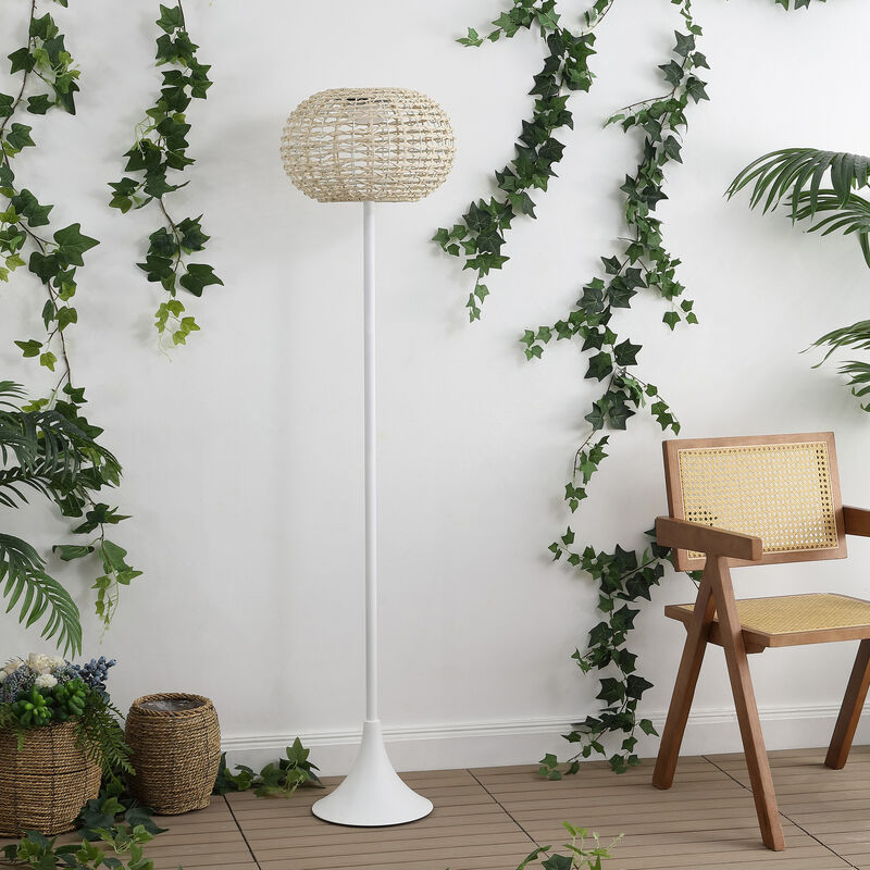 Jaemin 58" Modern Coastal Faux Rattan Integrated Indoor/Outdoor LED Solar Powered Floor Lamp