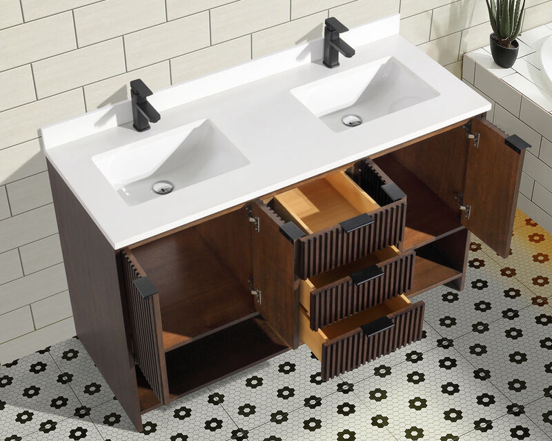 Diego 55" Bathroom Vanity Walnut image number 5