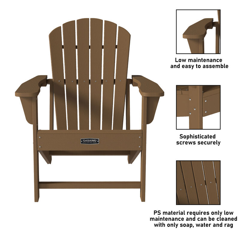 Mondawe Elegant Faux Wood Folding Outdoor Adirondack Chair – Water-Resistant and Easy-Cleaning