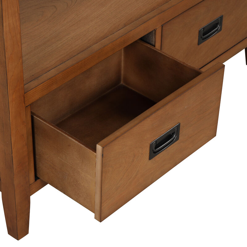 Whisen Farmhouse Style Console Table with 4 Drawers and Storage Shelf - Antique White