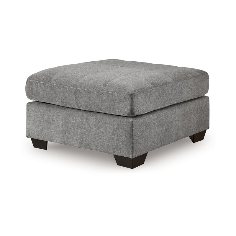 Marlow Oversize Ottoman, Stitch Details, Muted Gray Polyester 36 Inch - Benzara