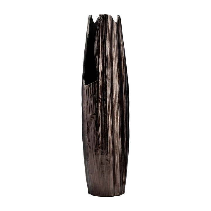 Metal Abstract Ridged Vase