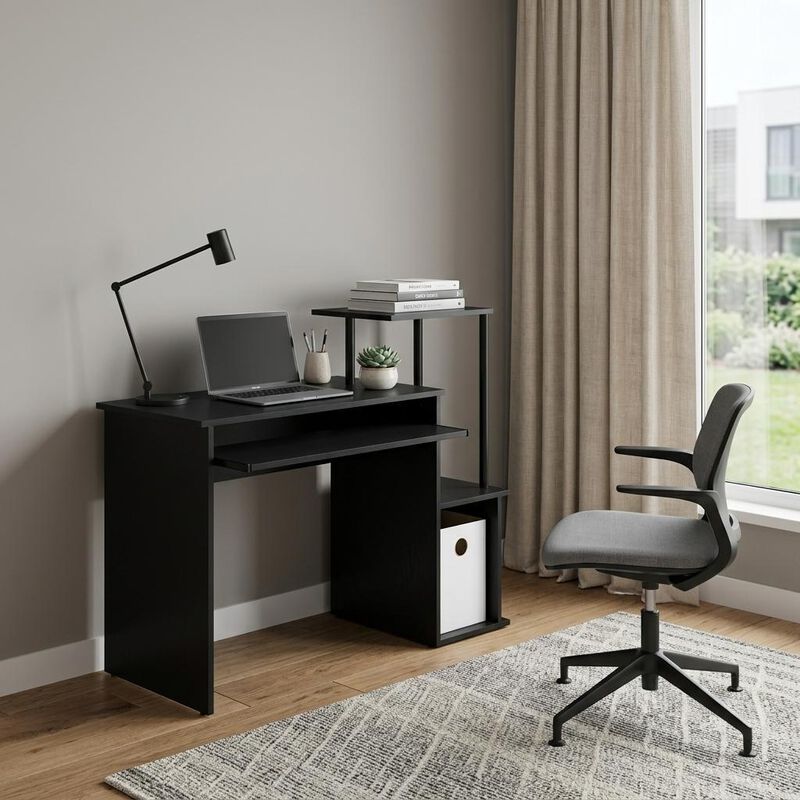 HomeRoots 37" Black Computer Desk image number 1