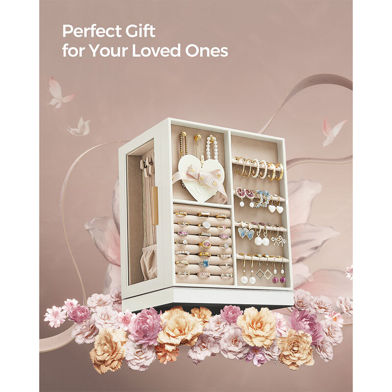 360&deg; Rotating Jewelry Box with Multi-Layer Storage and Elegant Design