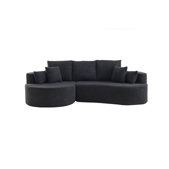 Christopher Knight Home Edana 106" Modern Cozy Upholstered 4 Seater Curved Sectional Sofa with 7 Pillows