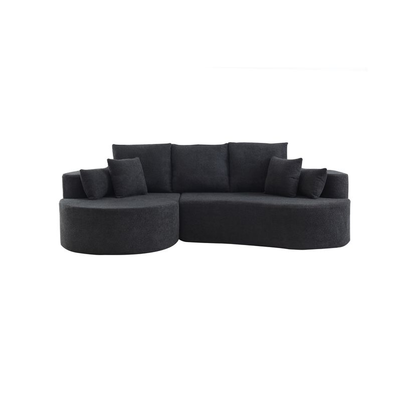 Christopher Knight Home Edana 106" Modern Cozy Upholstered 4 Seater Curved Sectional Sofa with 7 Pillows