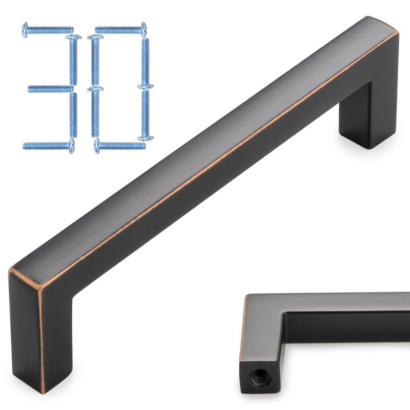 KOOFIZO 30-Pack Solid Square Bar Cabinet Handle - Chrome Furniture Pull, 3.8 Inch/96mm Screwhole Distance for Kitchen Cupboard D