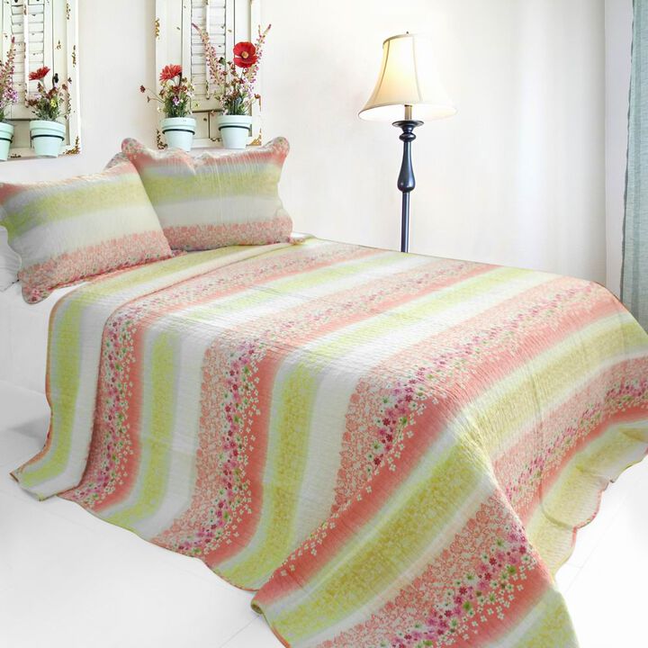 Cotton Vermicelli Quilted Printed Quilt Set 3-Piece with Matching Shams