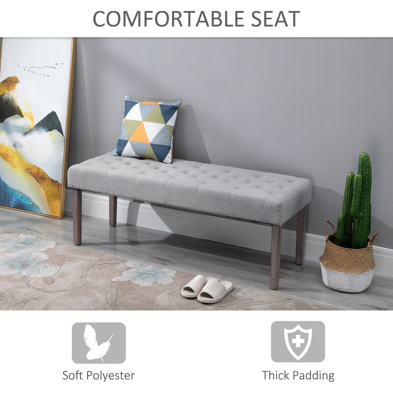 SimpleTufted Upholstered Ottoman Accent Bench with Soft Comfortable Cushion & Fashionable Modern Design  Grey