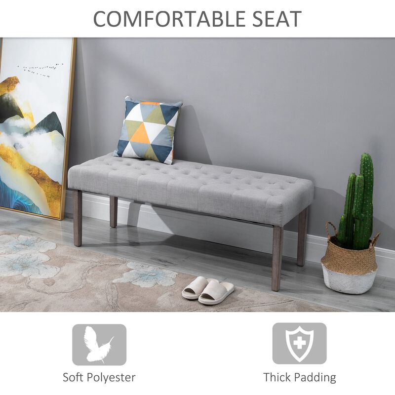 Grey Modern Seat: Simple Tufted Upholstered Ottoman Accent Bench