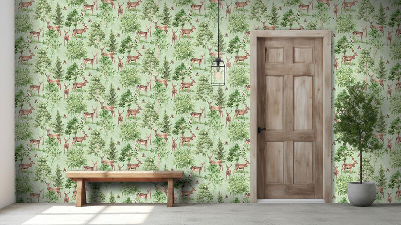 Cletis Neutral Deer Forest Wallpaper (Set of 2) image number 1