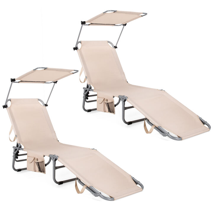 Set of 2 Portable Reclining Chair with 5 Adjustable Positions