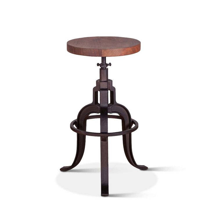 World Interiors Blayne Adjustable Height Stool in Walnut Finish