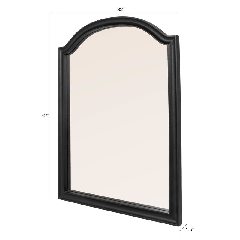 Arched Mango Wood Wall Mirror, Black image number 2