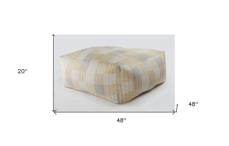 Cotton Patchwork Pouf Ottoman – Soft Floor Seat and Footrest