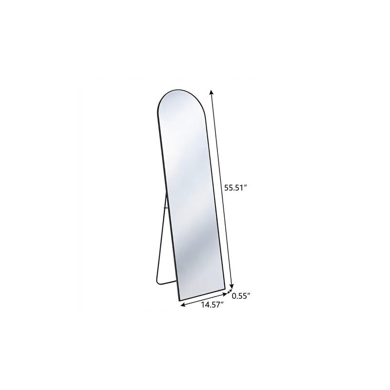 HomeRoots 56" Black Aluminum Arch Freestanding And Wall Mounted Framed Full Length Mirror image number 4