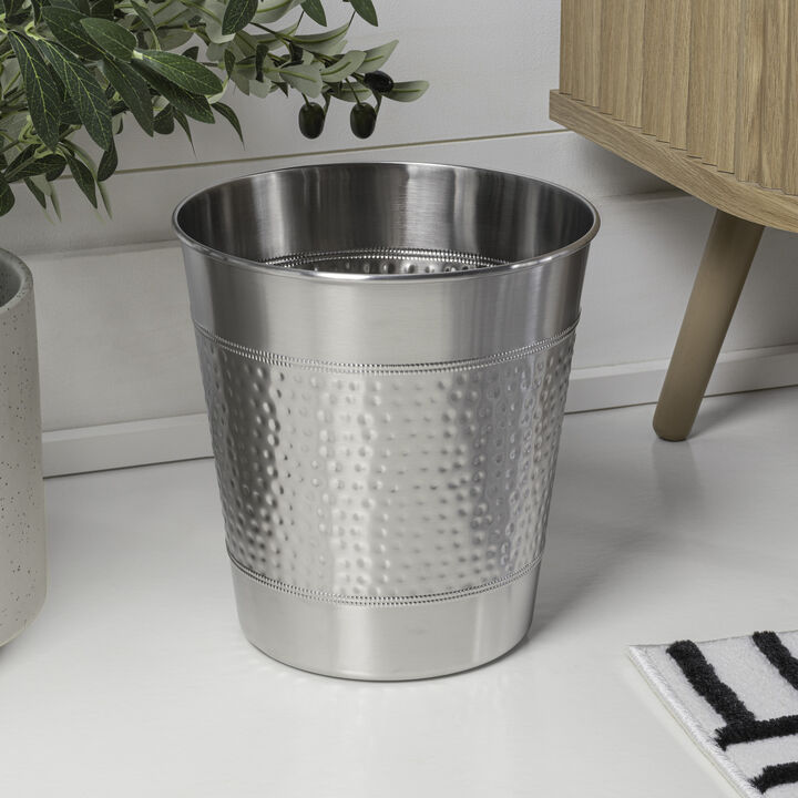 Riley Modern Classic Hammered Steel Accent 2-Gallon Wastebasket