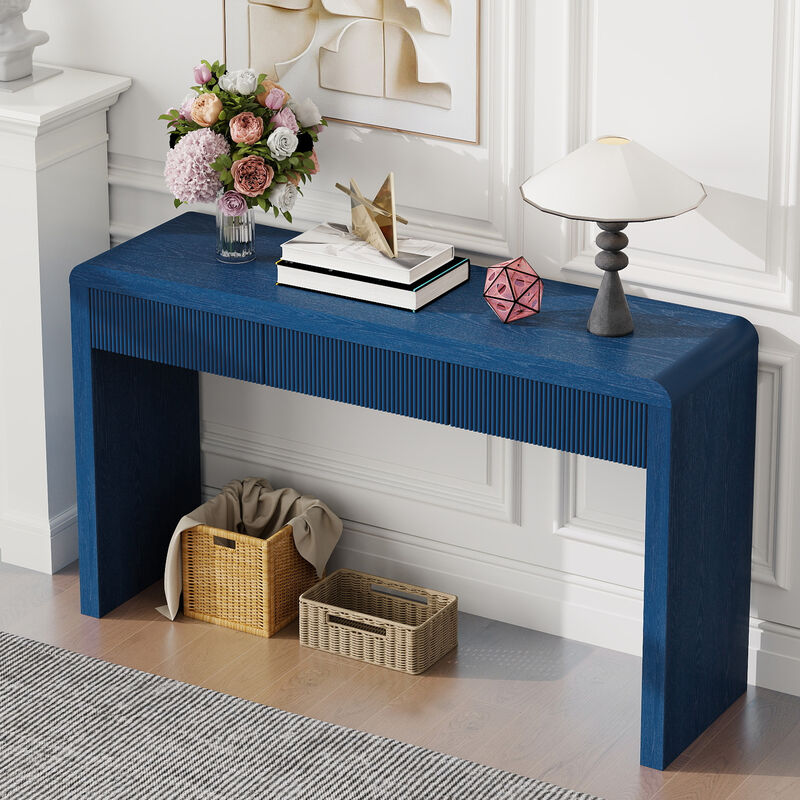 Merax Rustic Console Table with 3 Fluted Drawers