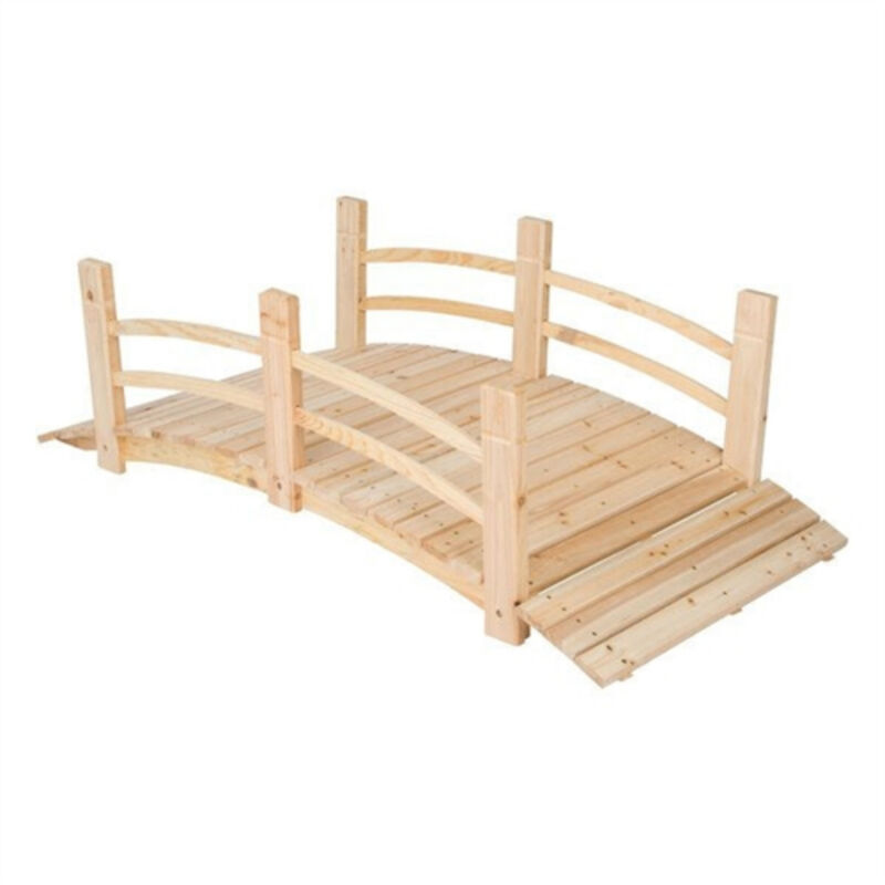 5-Ft Cedar Wood Garden Bridge with Railings for Outdoor Spaces image number 0