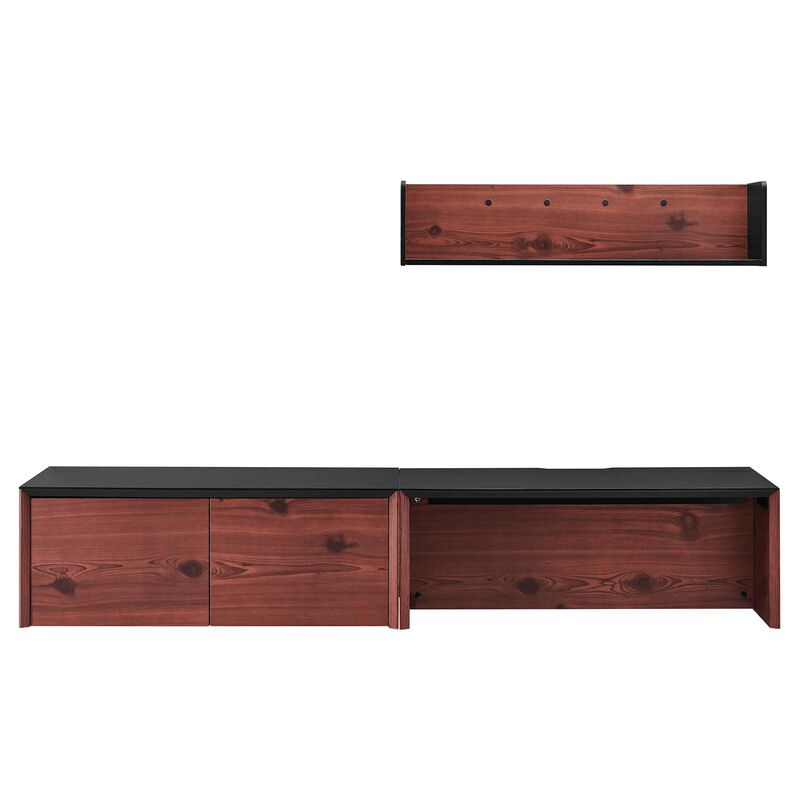Modway EEI-6311-BLK-CHE Kinetic 38" Wall-Mount Office Desk with Cabinet and Shelf, Black Cherry image number 0