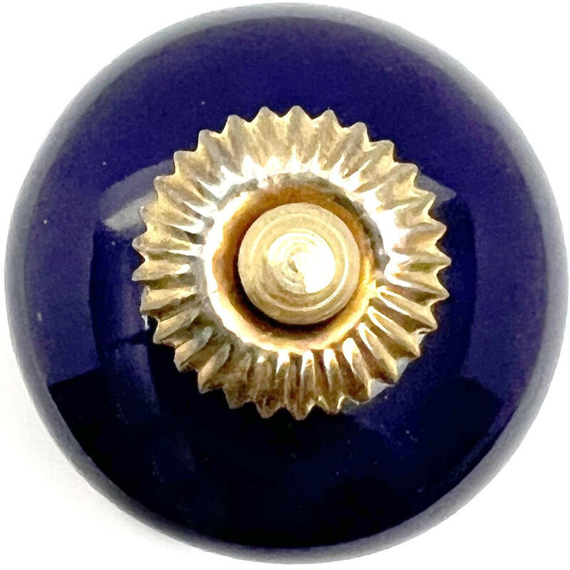 HomeRoots Set of Six Cobalt And Gold Ceramic Drawer Pull Knobs image number 3